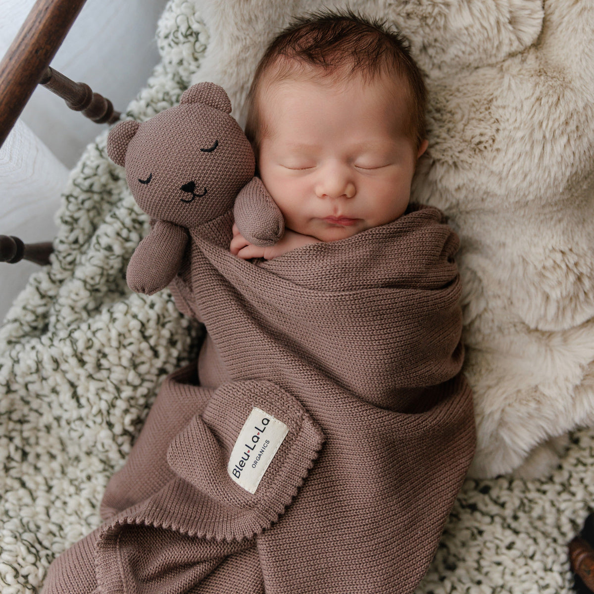 Organic Cotton Baby Blanket with Attached Lovey