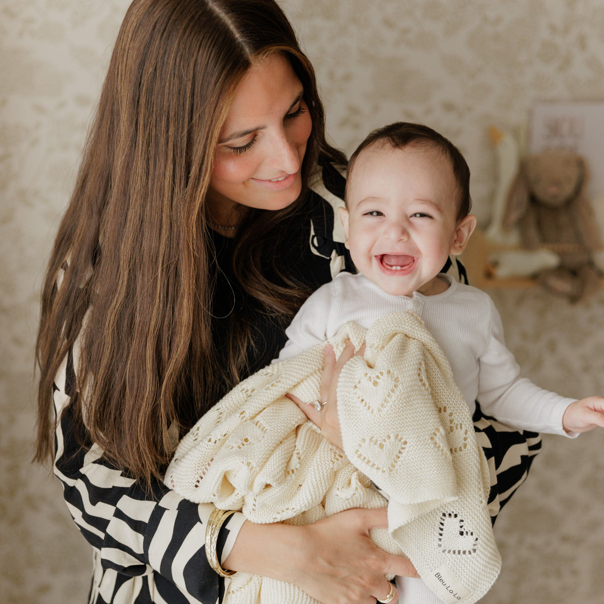 Heart Cotton Knit Baby Blanket
