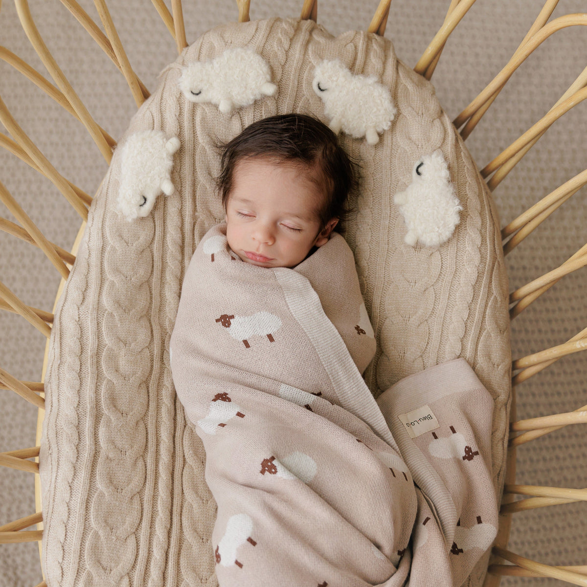 Sheep Cotton Knit Baby Blanket