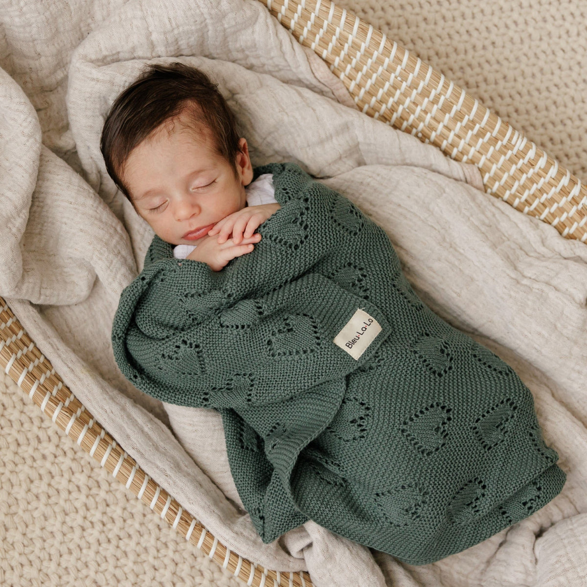 Heart Cotton Knit Baby Blanket