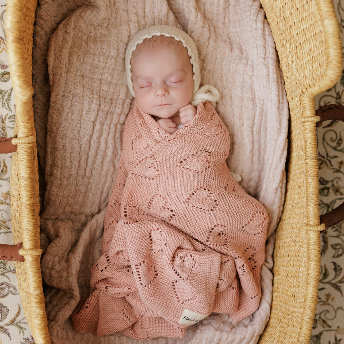 Heart Cotton Knit Baby Blanket