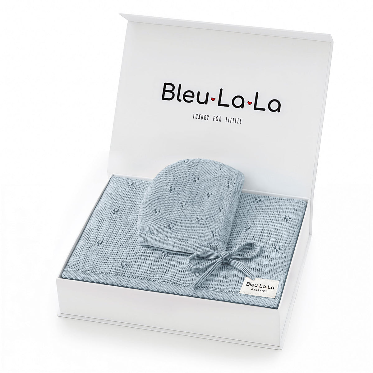 Pointelle Organic Cotton Baby Blanket & Hat Gift Set