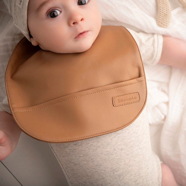 Classic Vegan Leather Baby Bib Set
