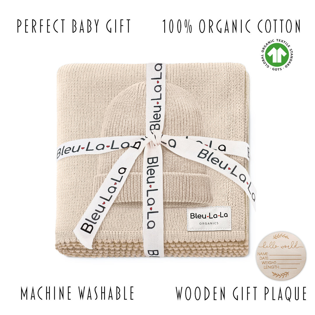 Luxe Organic Cotton Baby Blanket & Hat Gift Set