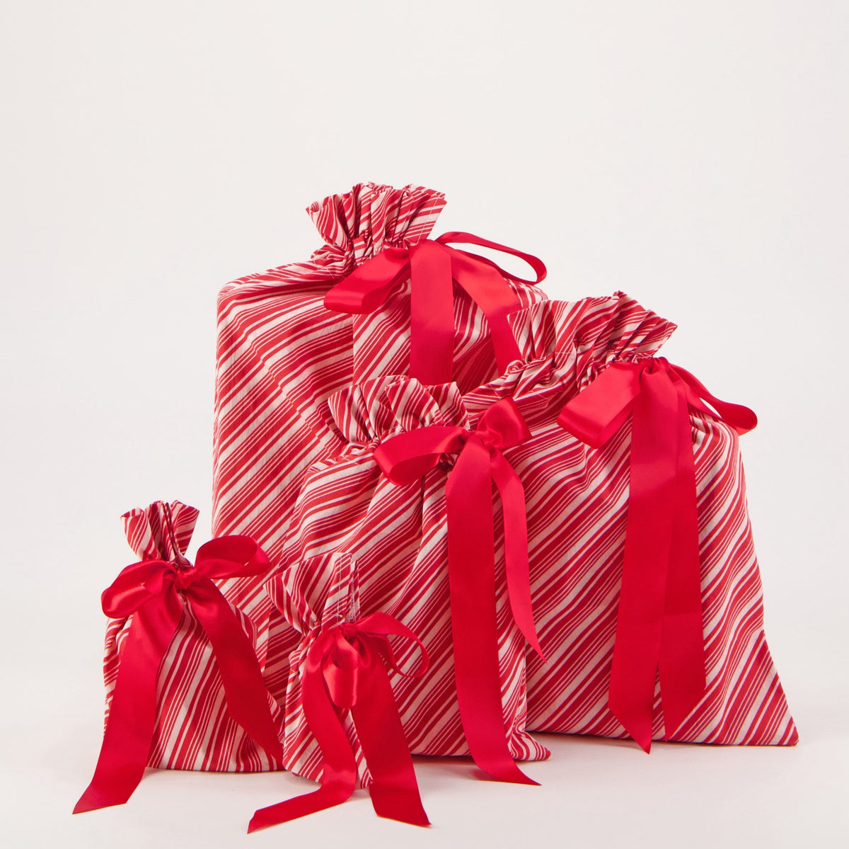 Candy Cane Reusable Gift Bag Set