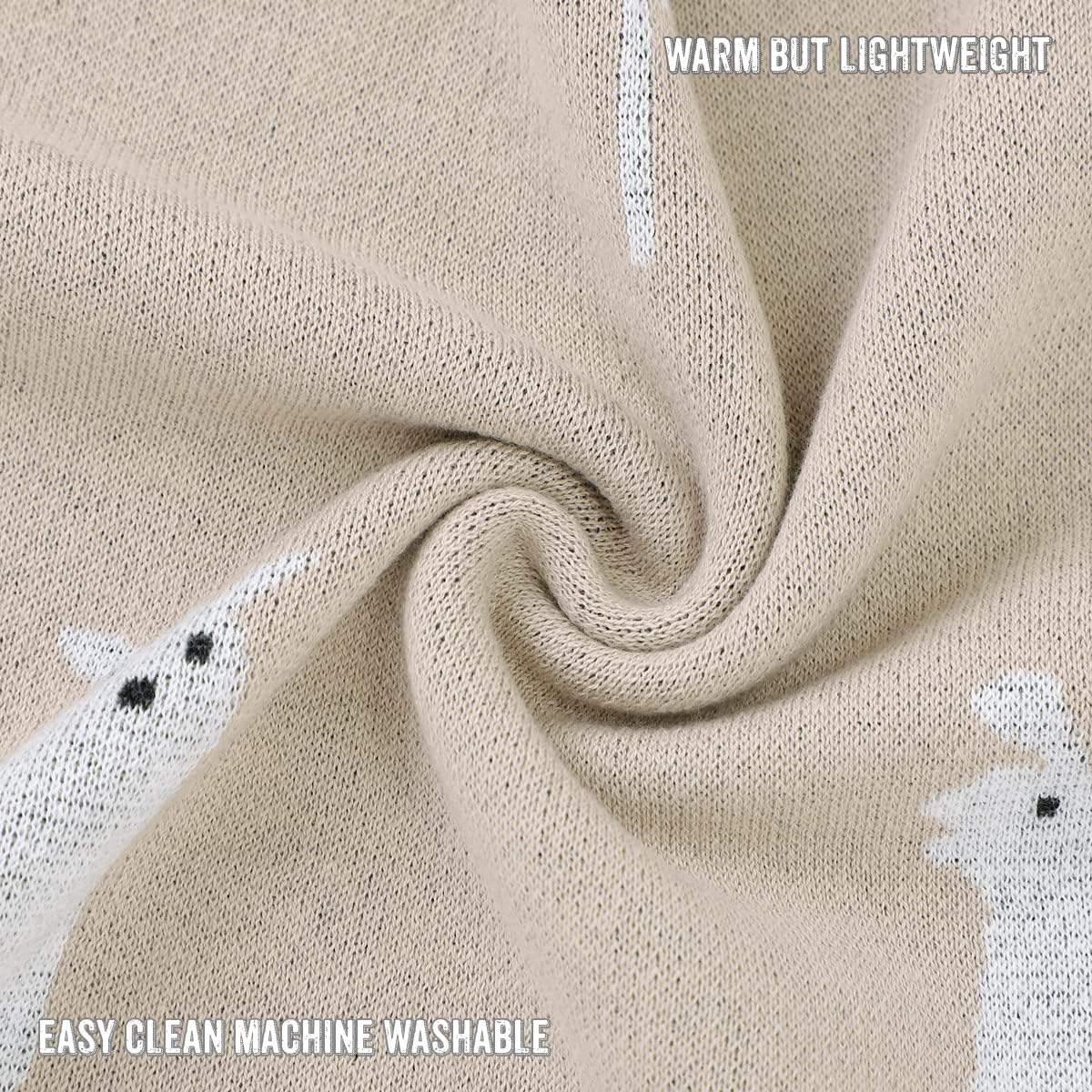 Llama Cotton Knit Baby Blanket