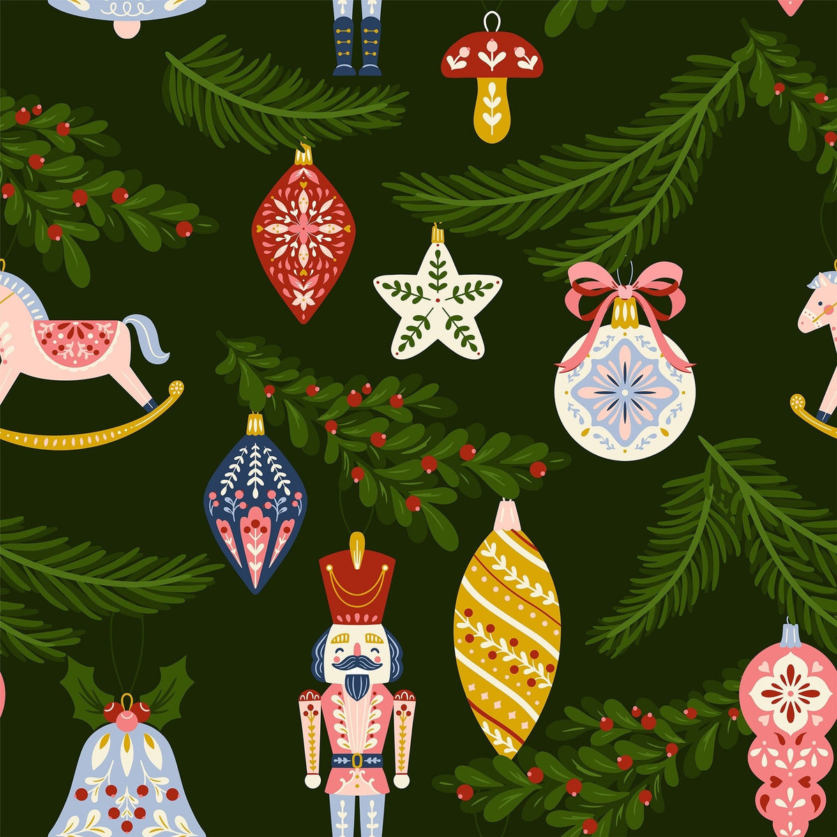 Folk Julepynt - 4 Furoshiki Gift Wraps