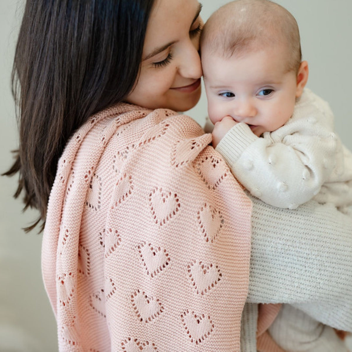 Heart Cotton Knit Baby Blanket