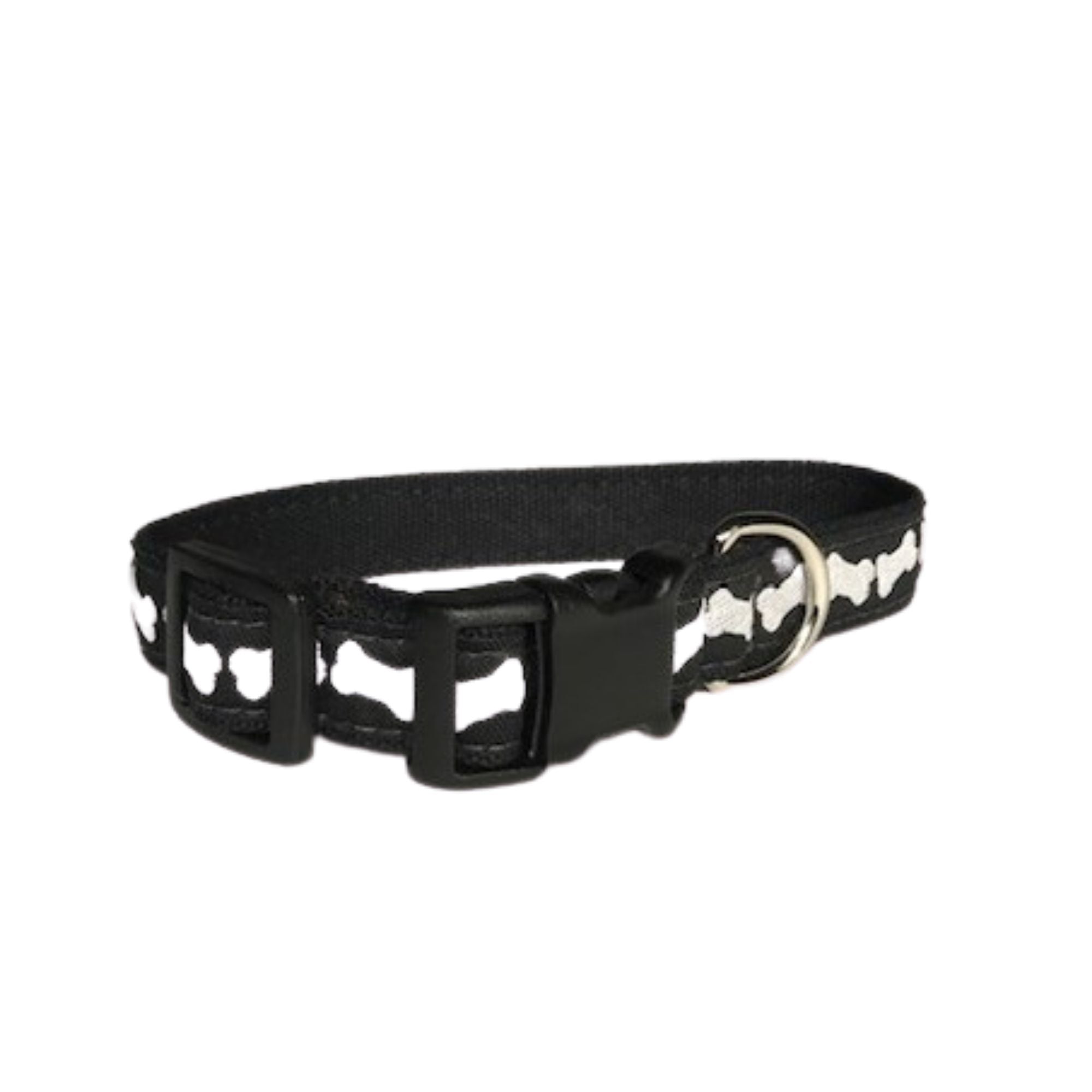 Hemp Dog Collar Bones (White bones on black background)
