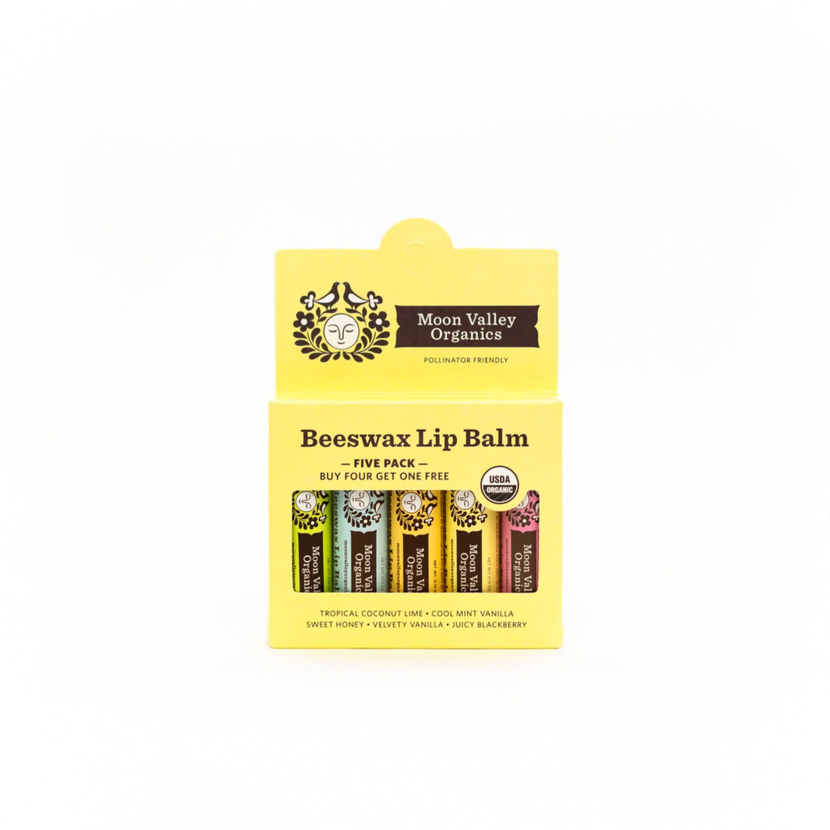 Organic Beeswax Lip Balm - Assorted 5pk
