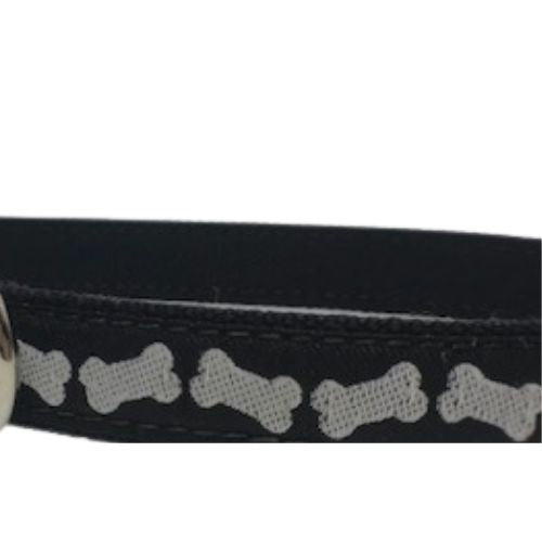 Hemp Dog Leash 6' Black and White Bones