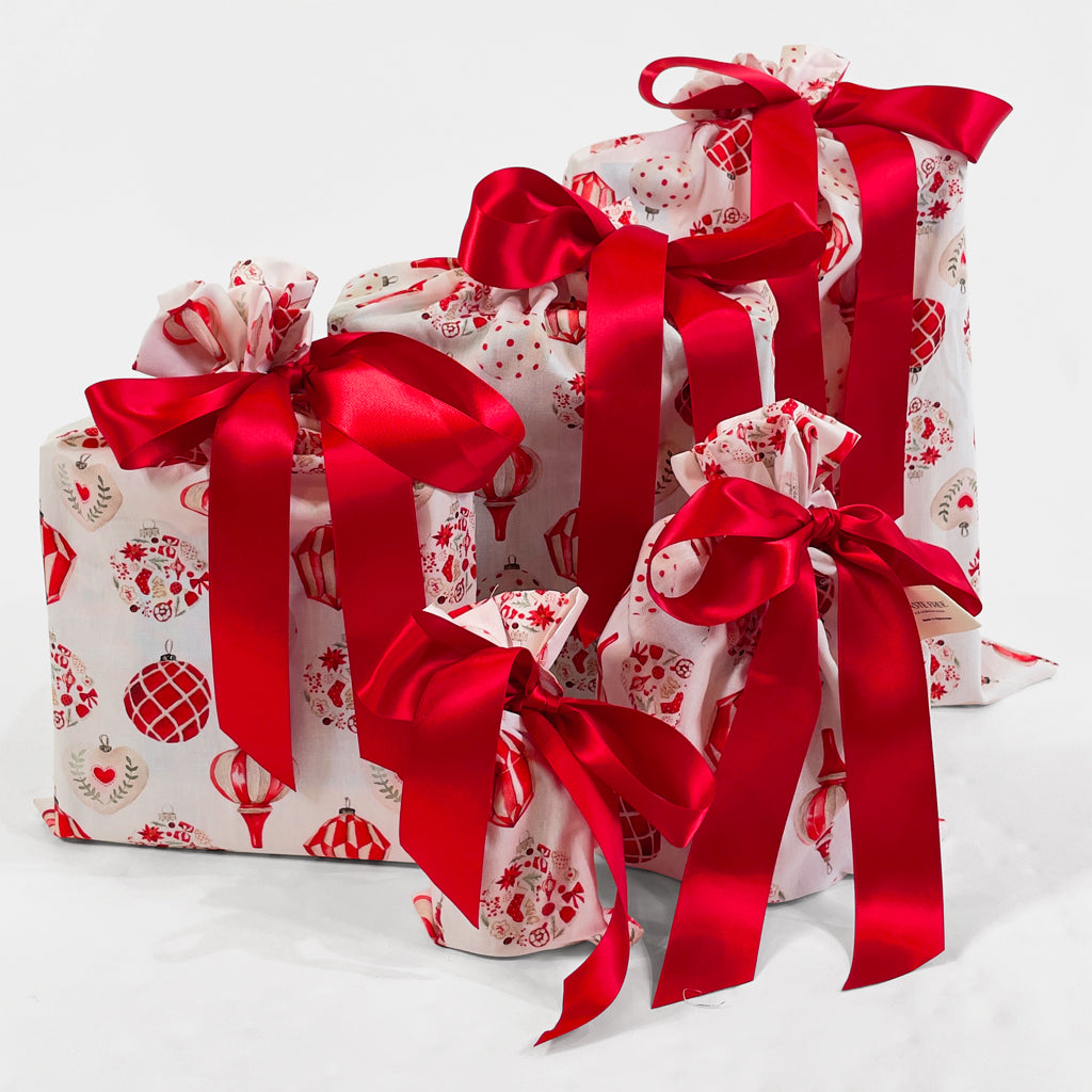 Christmas Baubles Reusable Gift Bag Set