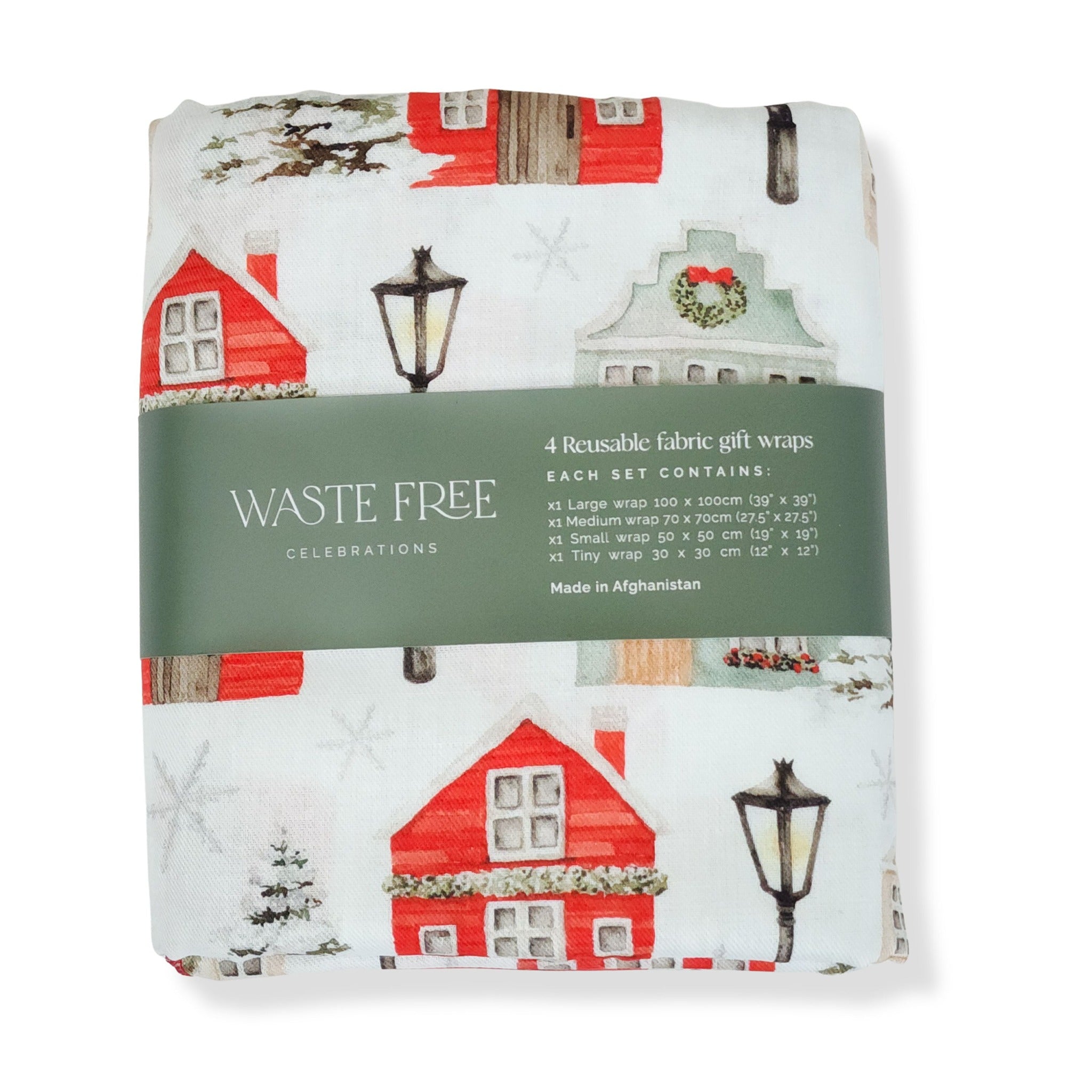 Christmas Cottages (4 Furoshiki Gift Wraps)