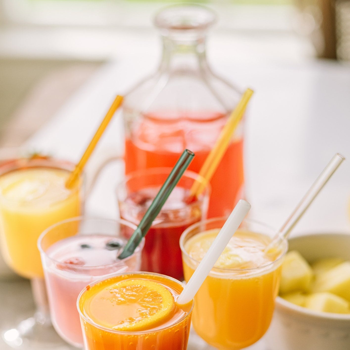 Skinny 6" Glass Cocktail Straw Set - Meadow