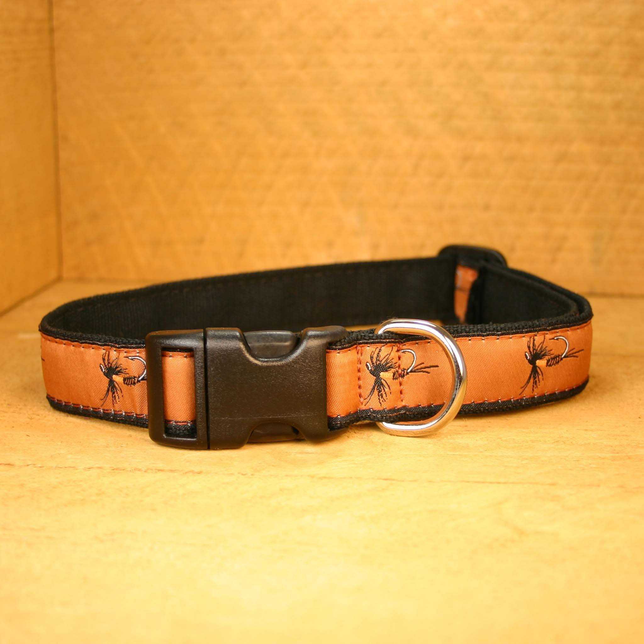 Hemp Dog Collar Fly fishing design (Earth)