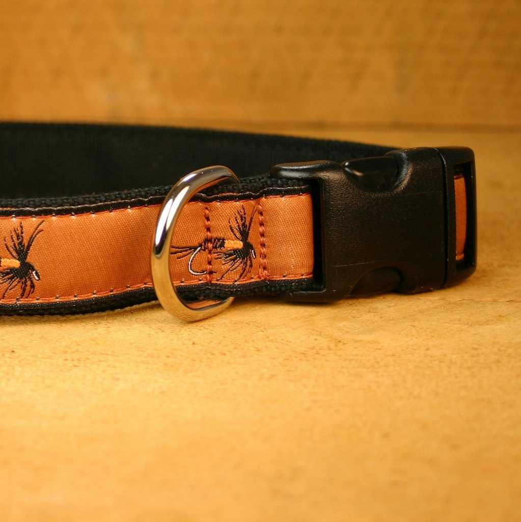 Hemp Dog Collar Fly fishing design (Earth)