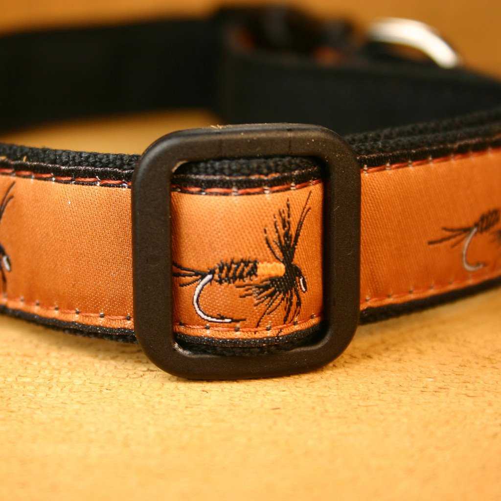 Hemp Dog Collar Fly fishing design (Earth)