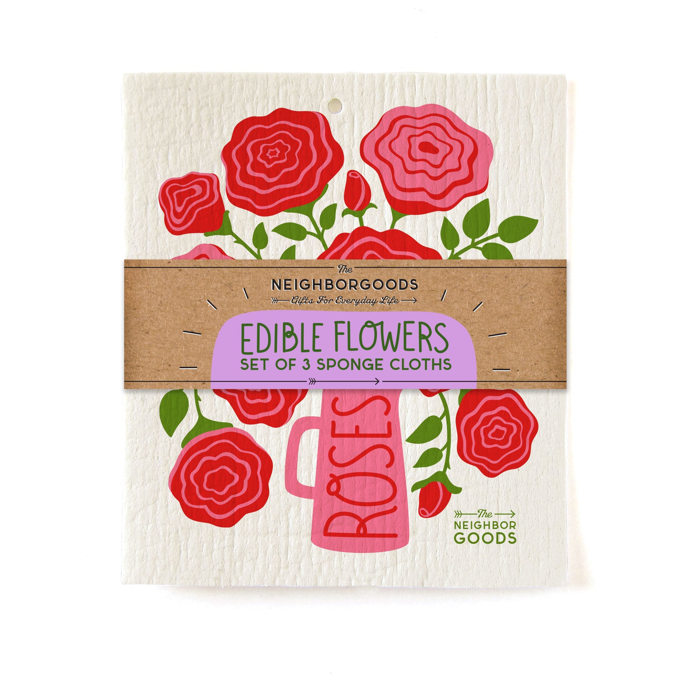The Neighborgoods Edible Flowers - Sponge Cloth Set Of 3