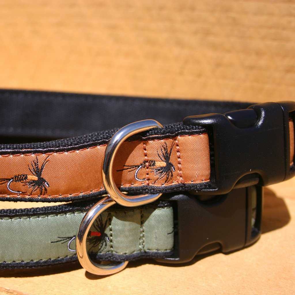 Hemp Dog Collar Fly fishing design (Earth)