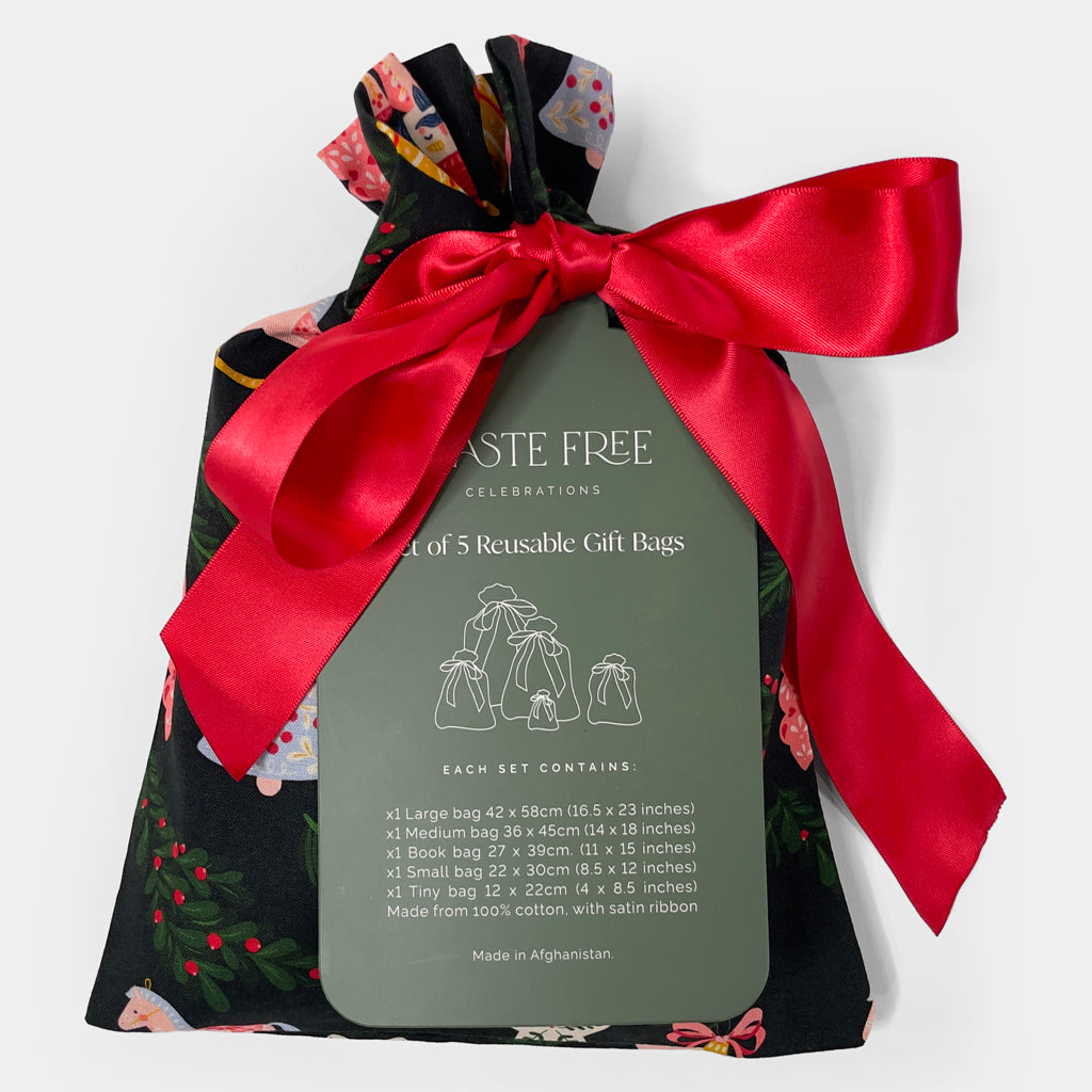 Folk Julepynt Reusable Gift Bag Set