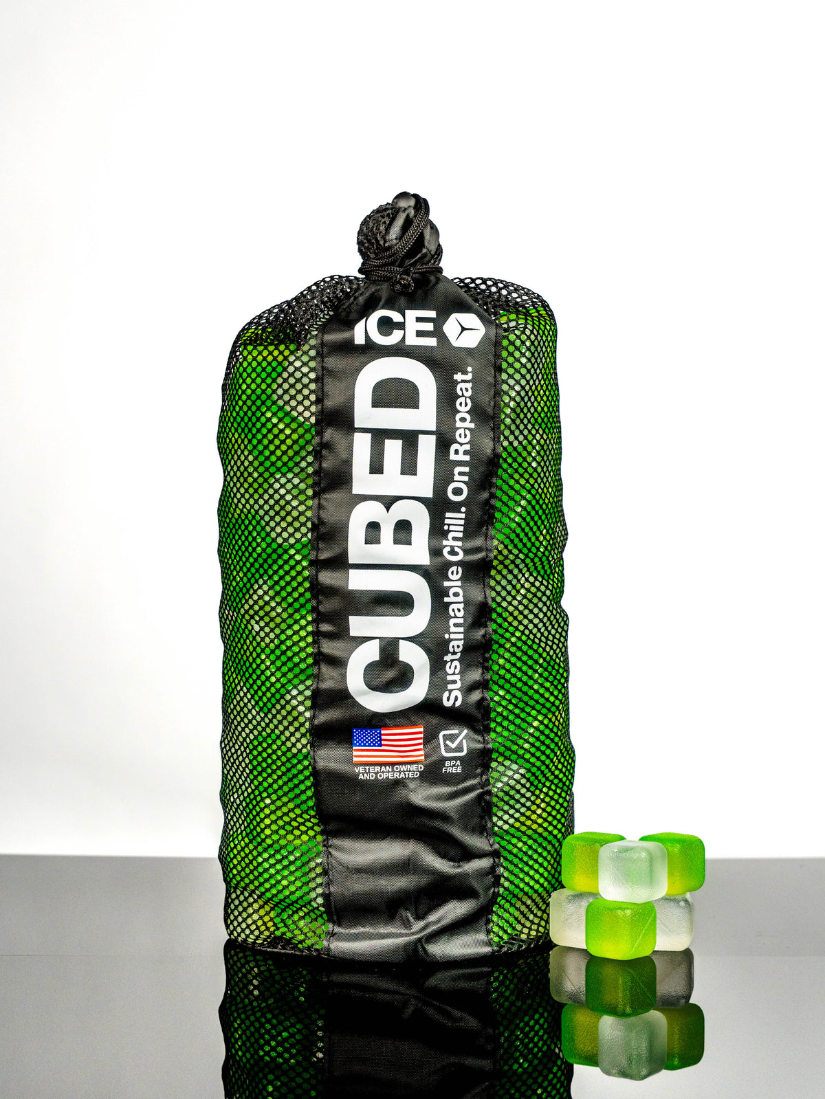 Reusable Ice Cubes Green & Clear