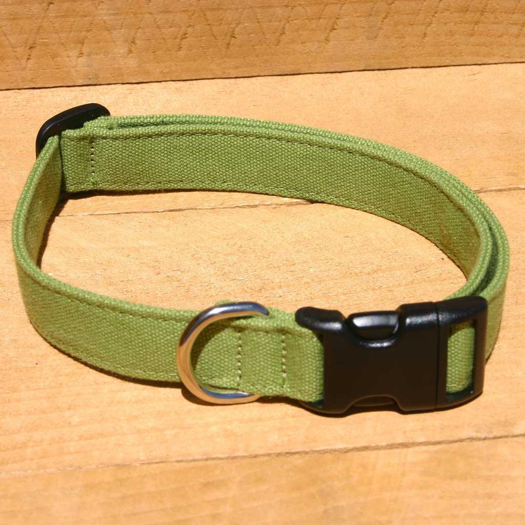 Hemp Dog Collar Basic Canvas Green