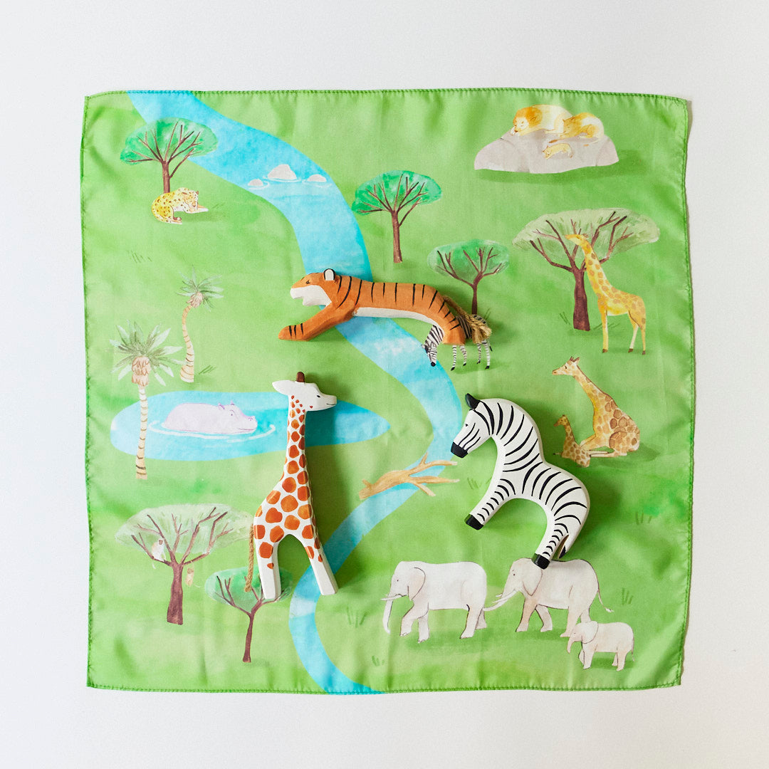 Natural Silk & Wooden Animals Safari Play Set