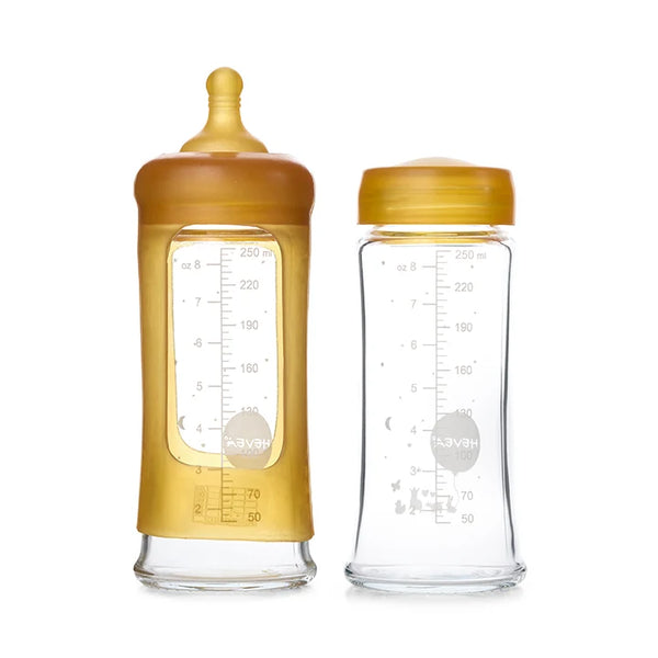 Plastic Free Glass Baby Bottle - 2pk | HEVEA
