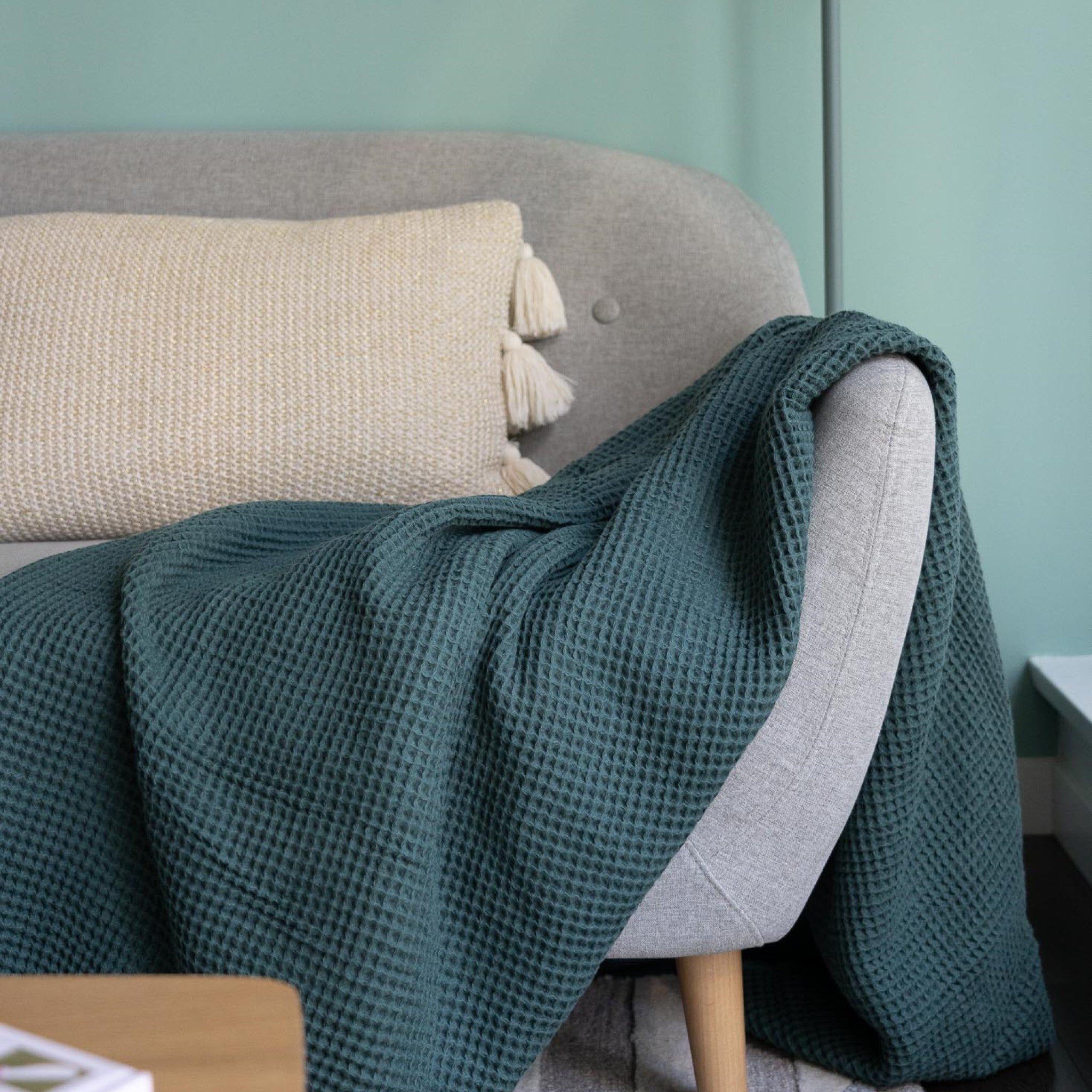 Organic Cotton Waffle Knit Throw Blanket