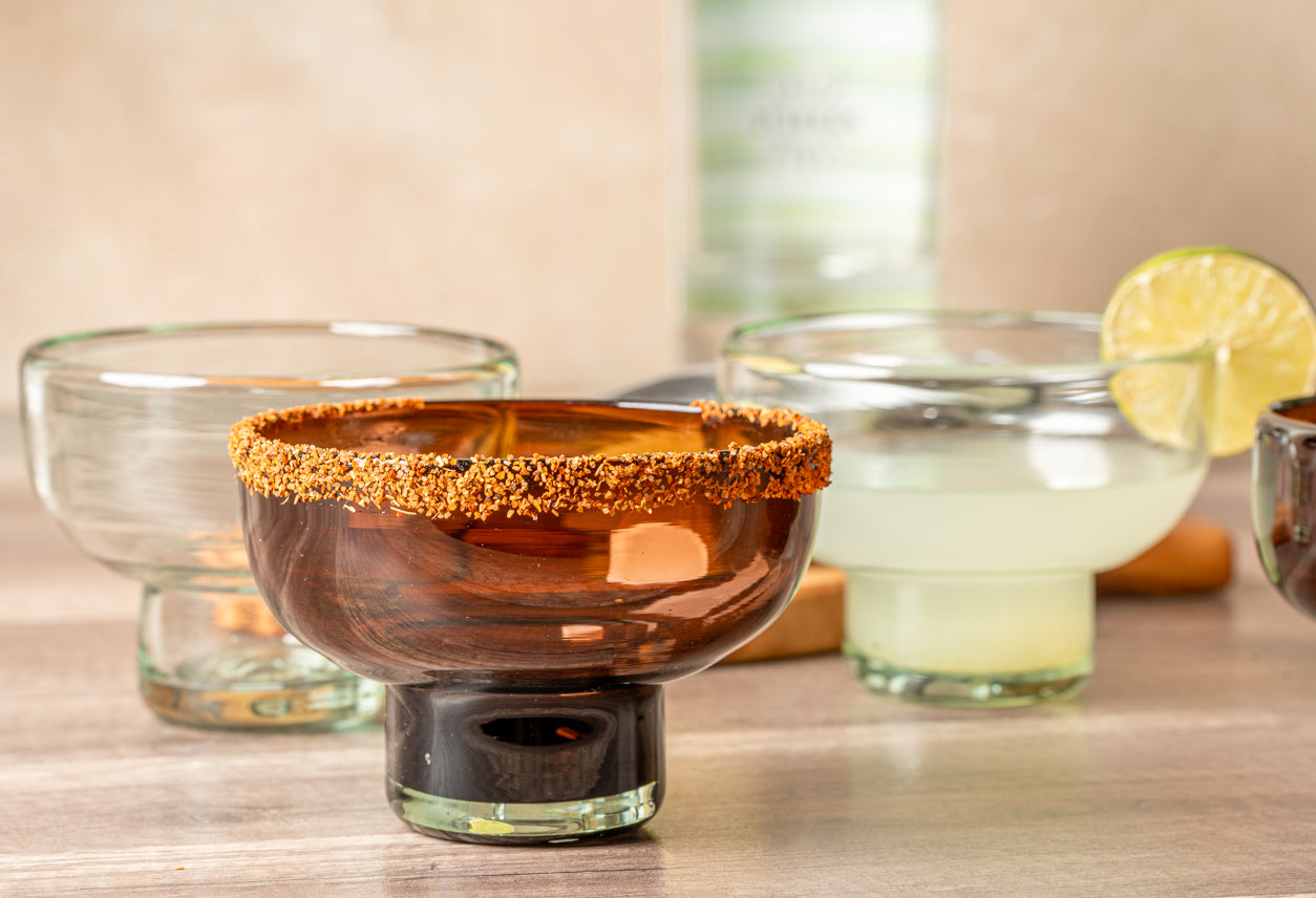Handblown Margarita & Mezcal Glasses Set of 2, Recycled Glass