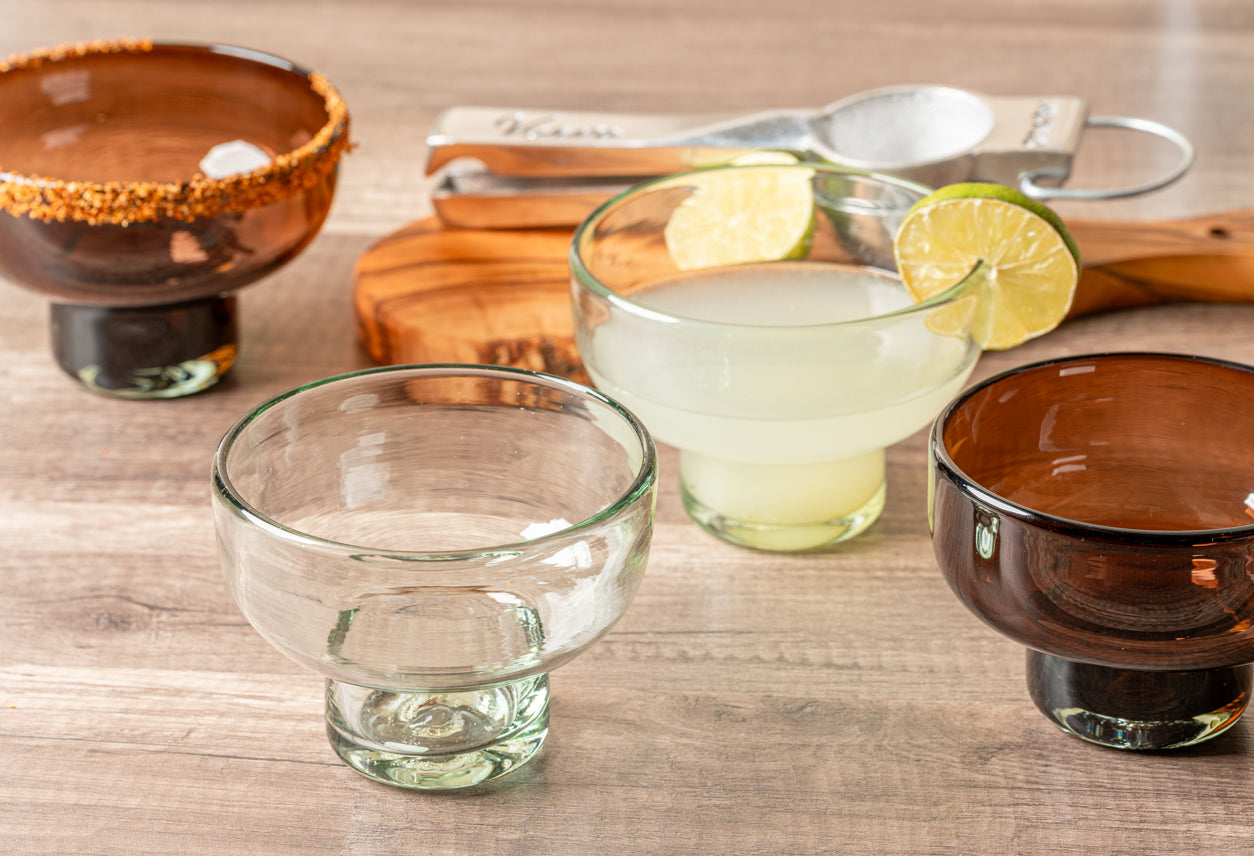 Handblown Margarita & Mezcal Glasses Set of 2, Recycled Glass