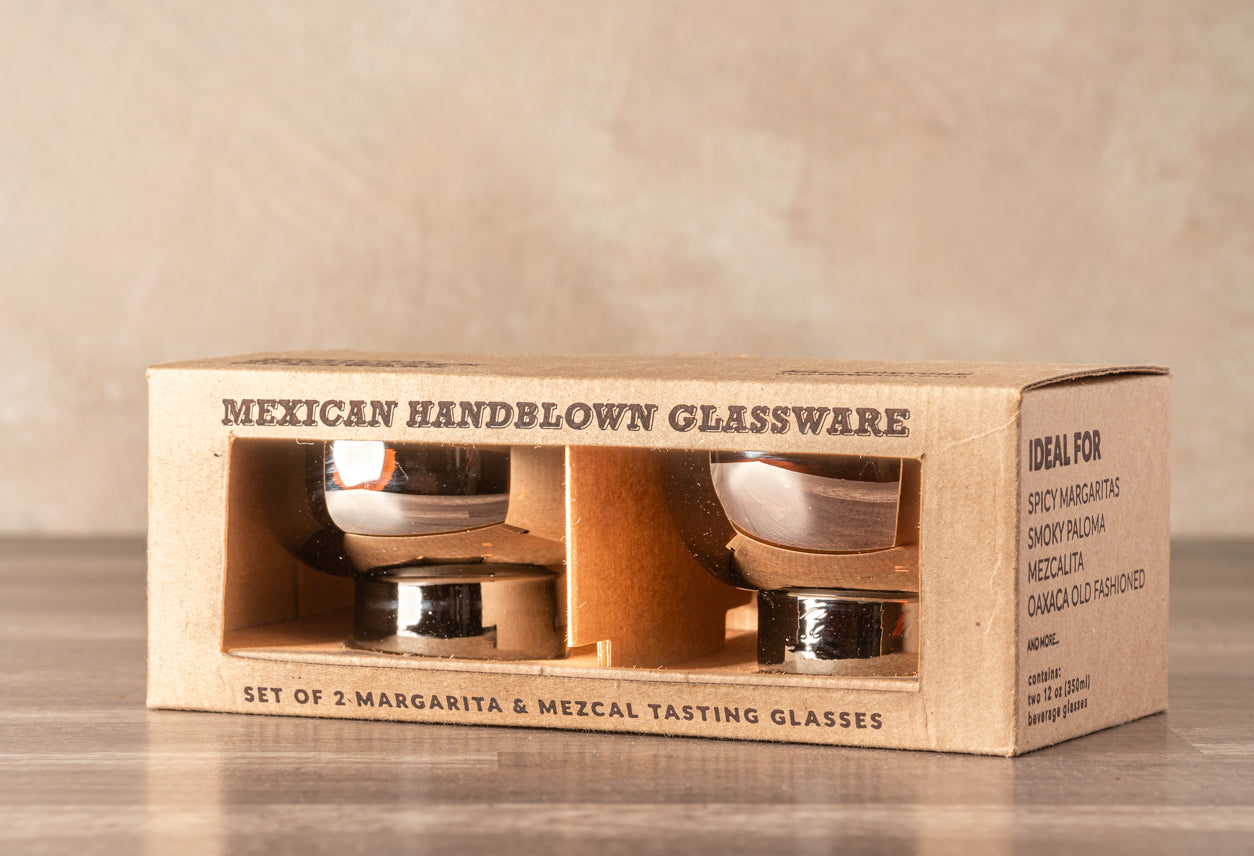 Handblown Margarita & Mezcal Glasses Set of 2, Recycled Glass