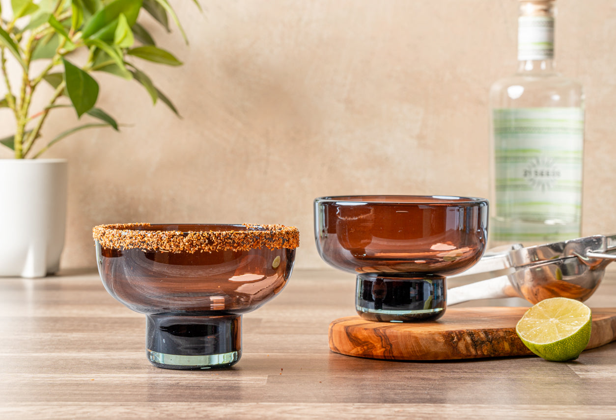 Handblown Margarita & Mezcal Glasses Set of 2, Recycled Glass