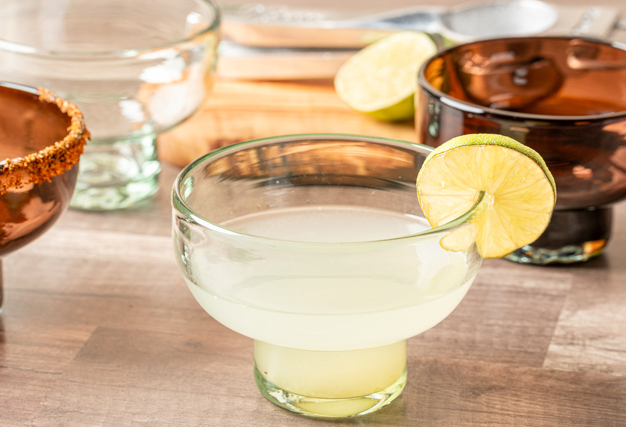 Handblown Margarita & Mezcal Glasses Set of 2, Recycled Glass