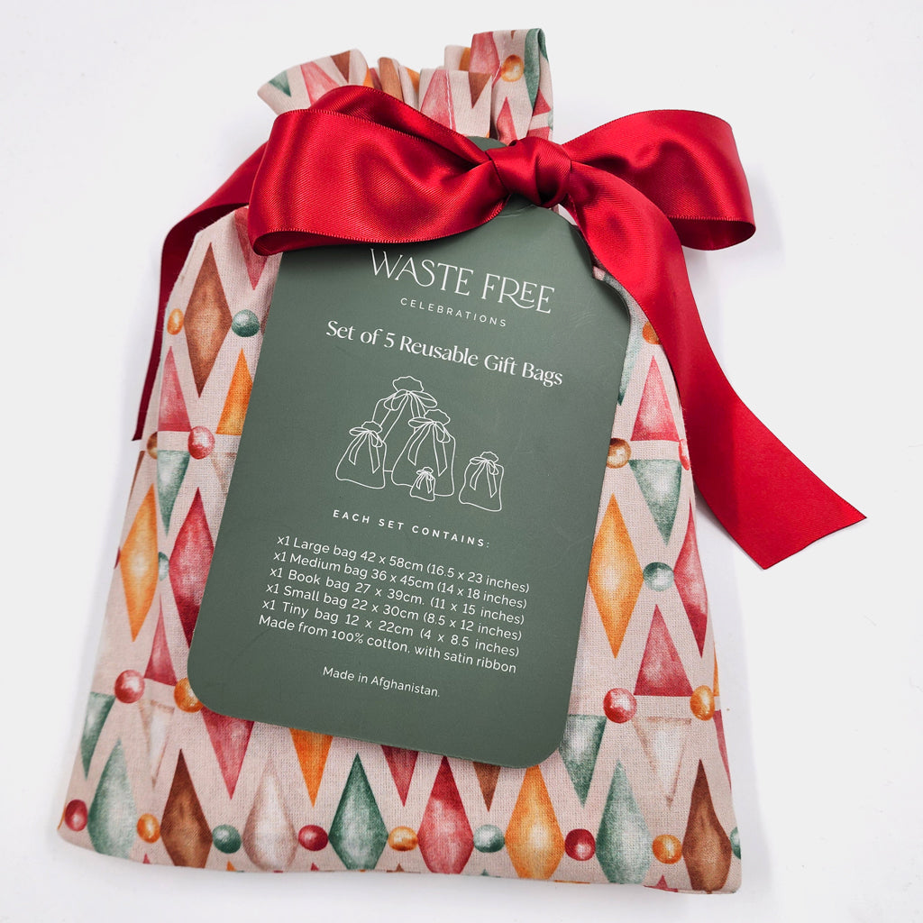 Nutcracker Harlekin Reusable Gift Bag Set