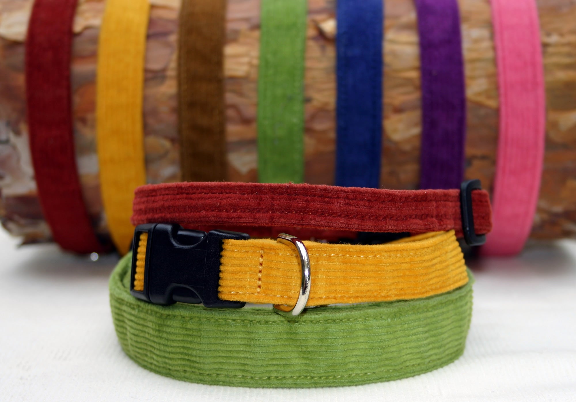 Hemp Dog Corduroy Collars (Rust,Marigold,Bronze,Avocado,Blue,Plum,Pink, Red, Black)