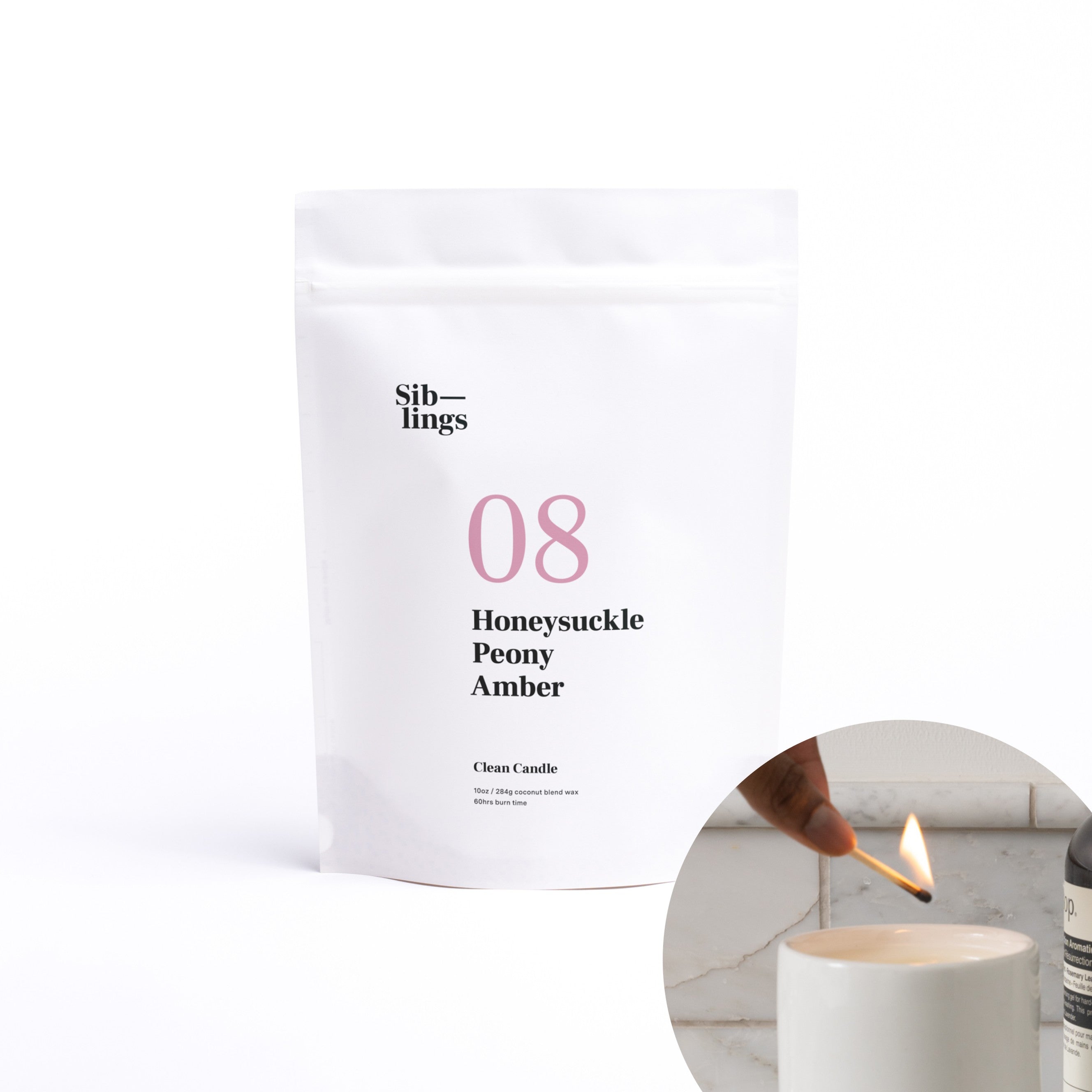 No 08 Candle Refill — Honeysuckle, Peony, Amber