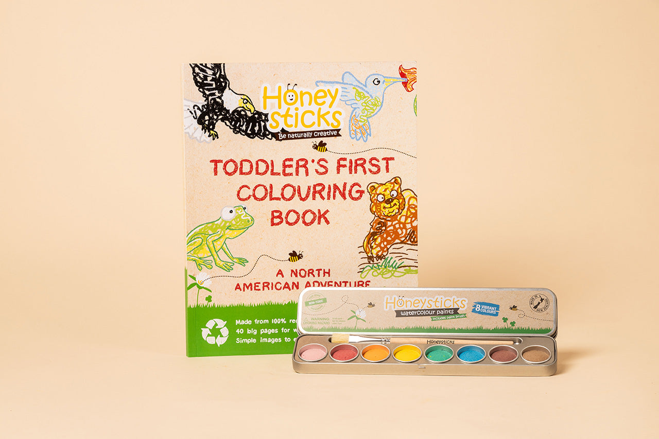 Watercolor Paints & Coloring Book Set