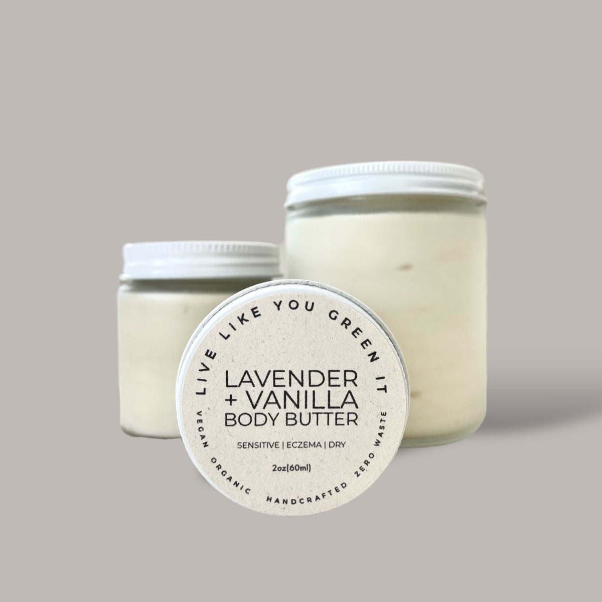 Lavender Body Butter - For Dry Skin, Vegan, Eczema Cream, Plastic Free, Organic, 2-8 oz.