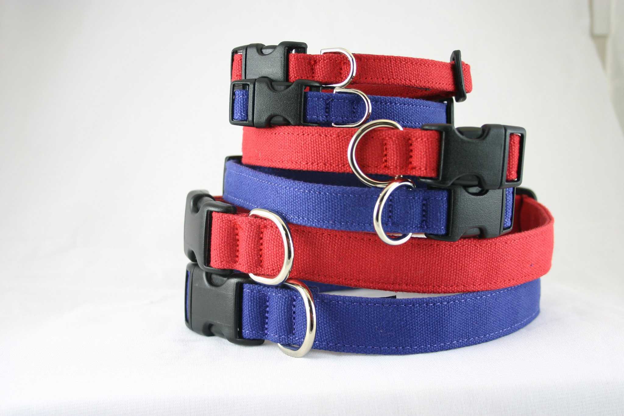 Hemp Dog Collar Basic Canvas Red