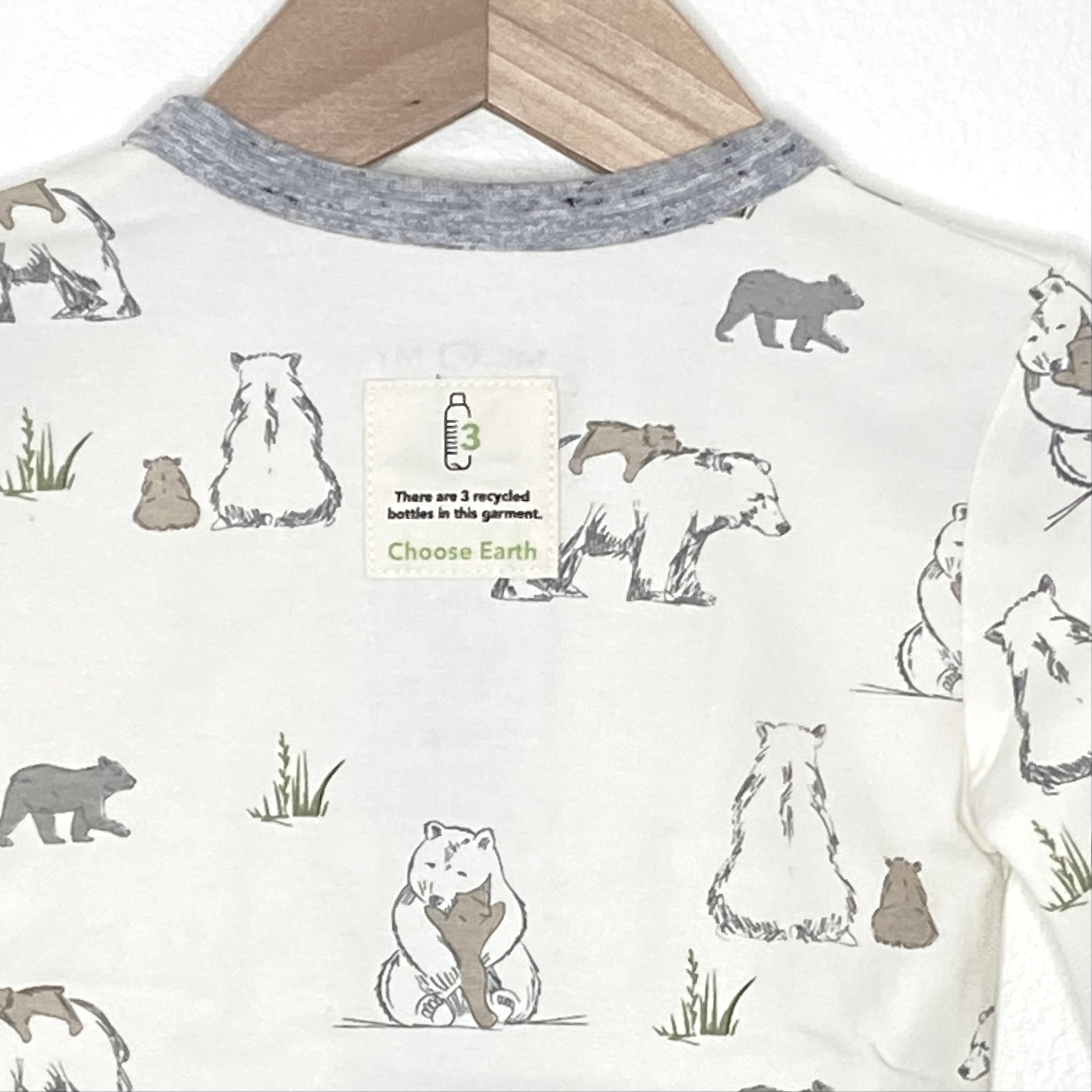 Bear Family footie in eco-friendly fabric - NEW for Spring 2025