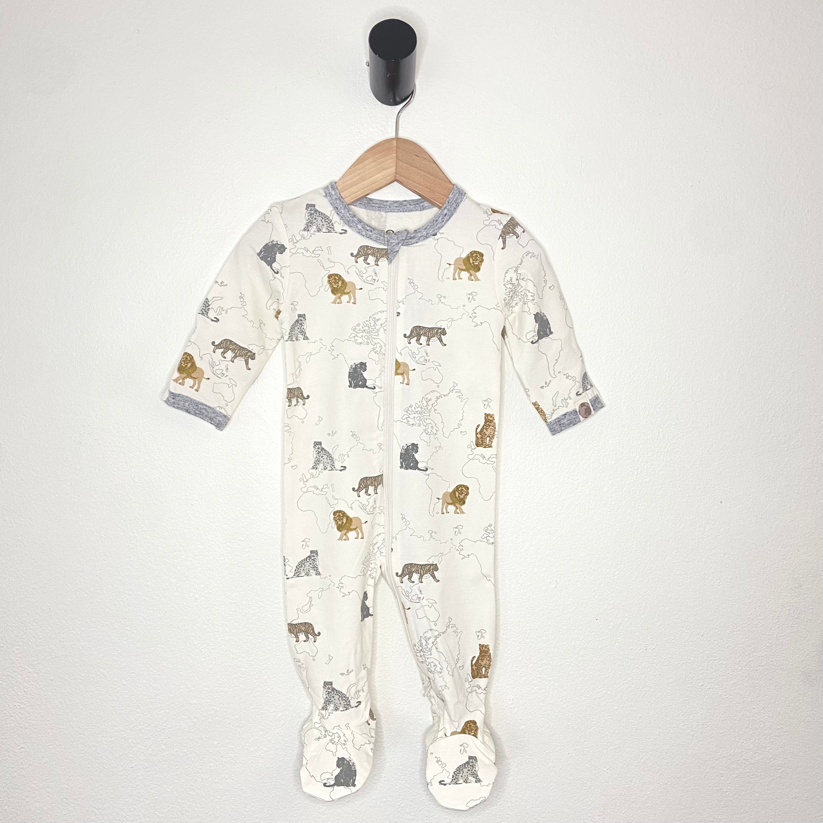 Big Cats printed footie in sustainable fabric - NEW for Spring 2025