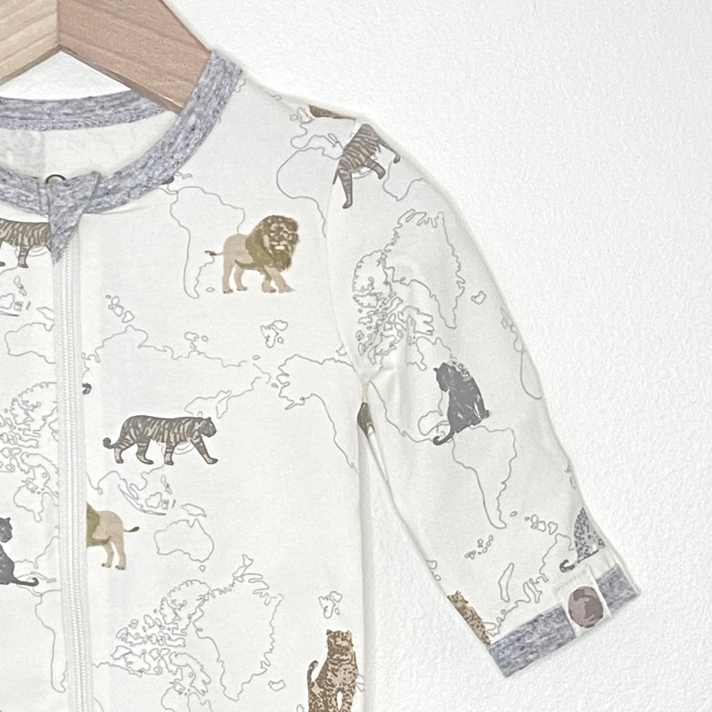 Big Cats printed footie in sustainable fabric - NEW for Spring 2025