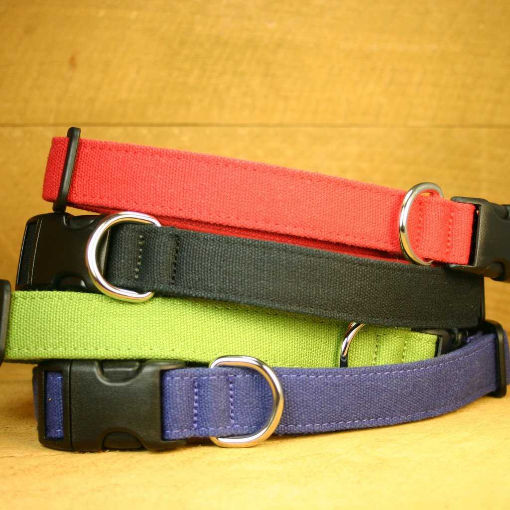 Hemp Dog Collar Basic Canvas Red