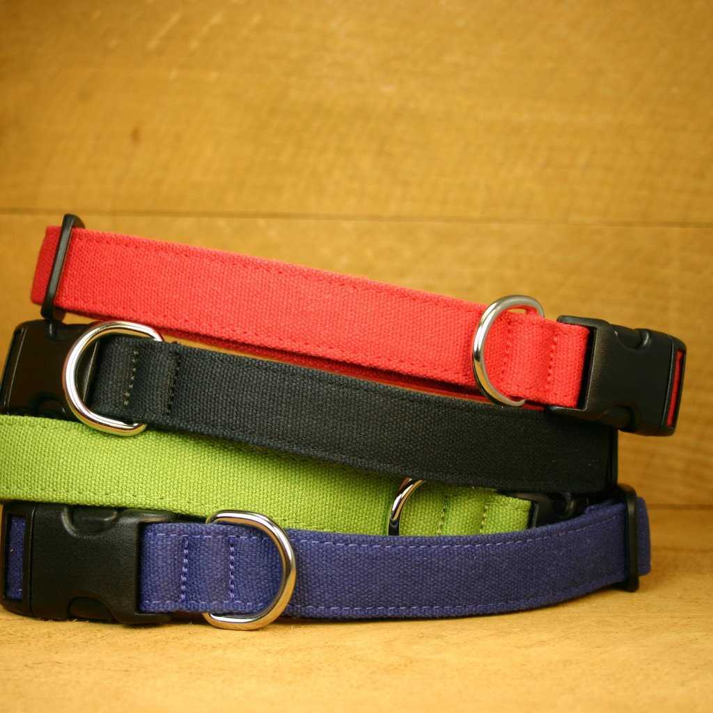 Hemp Dog Collar Basic Canvas Blue