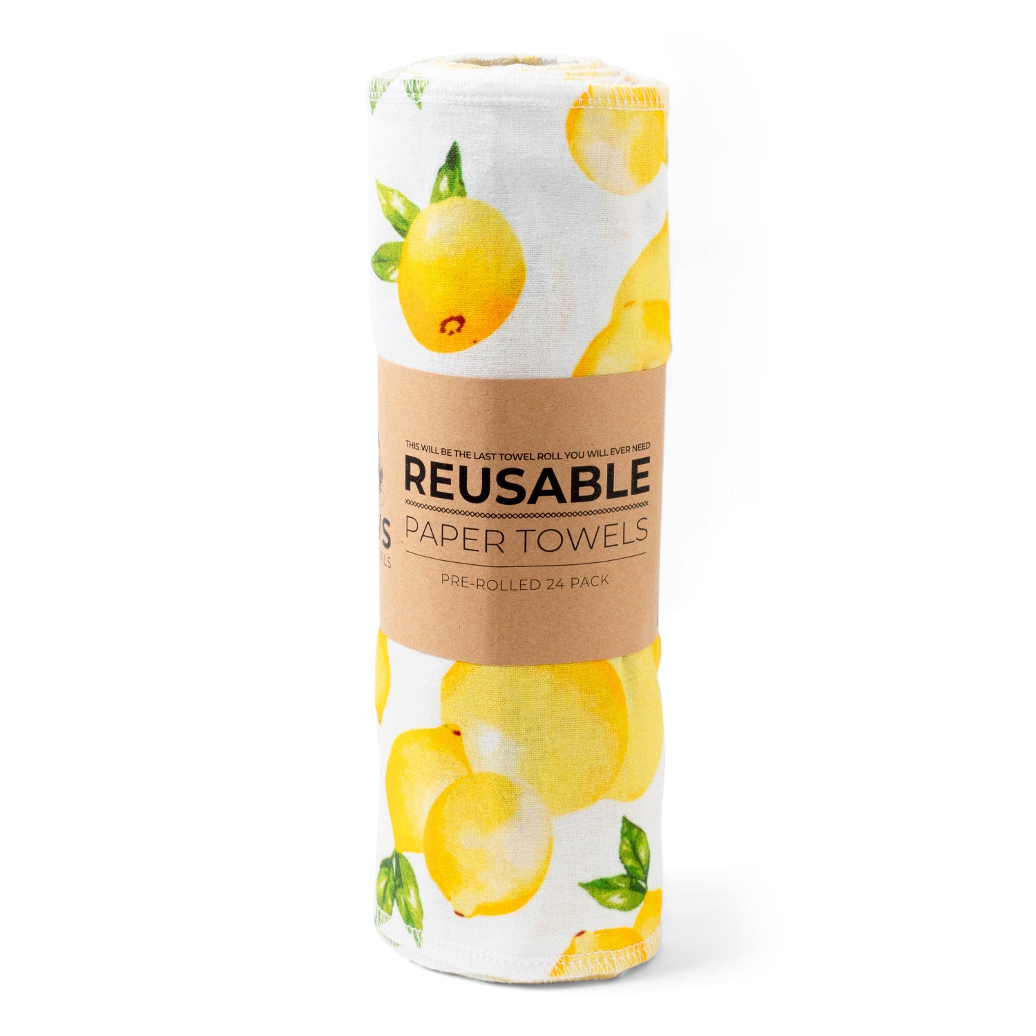 Reusable paper towels with lemon design on a white background