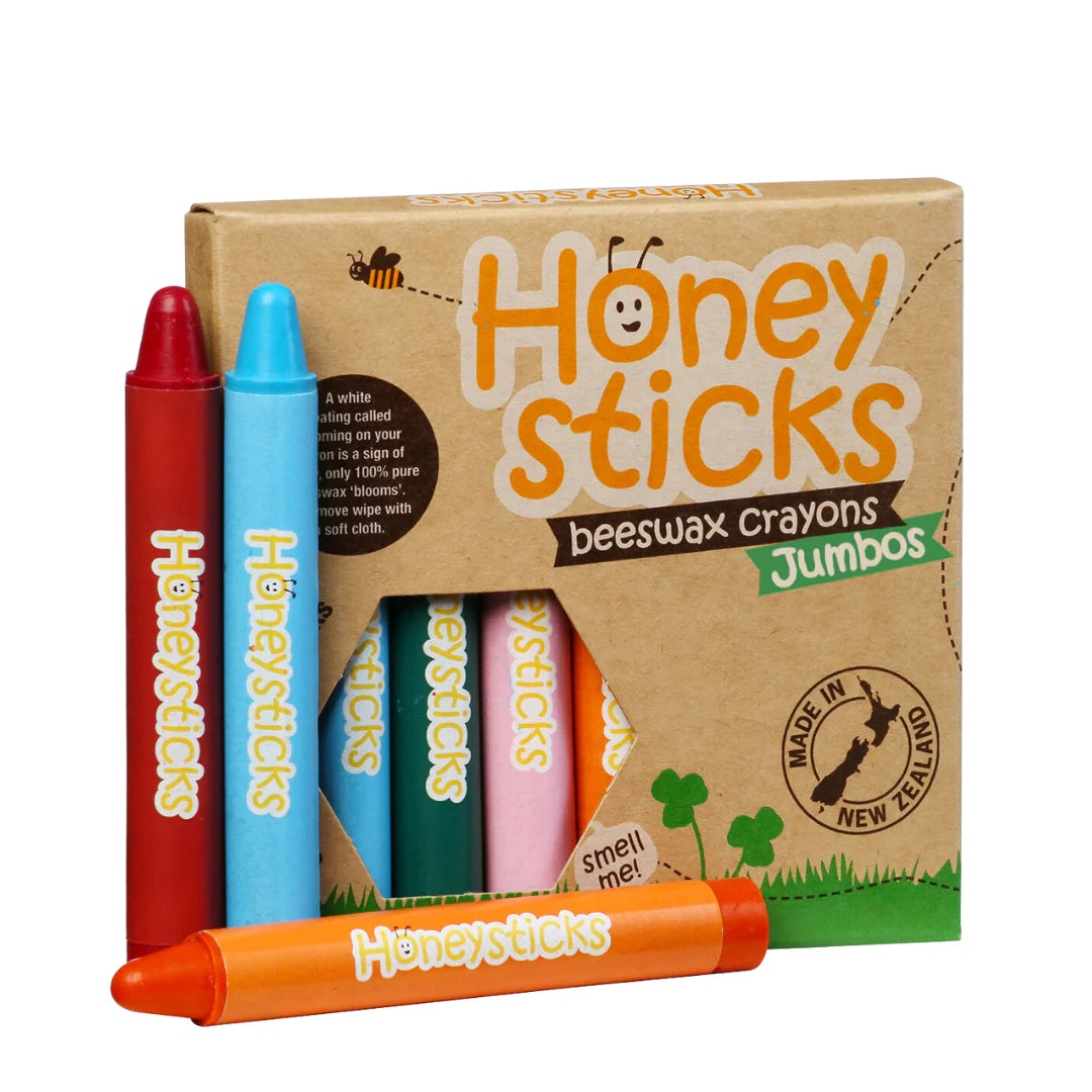 Honeysticks 100% Natural Beeswax Crayons and Coloring Book Pack - Large,  Easy to Hold, Non Toxic Crayons (12 Pack) and a 40-Page Spiral Bound  Coloring Book 