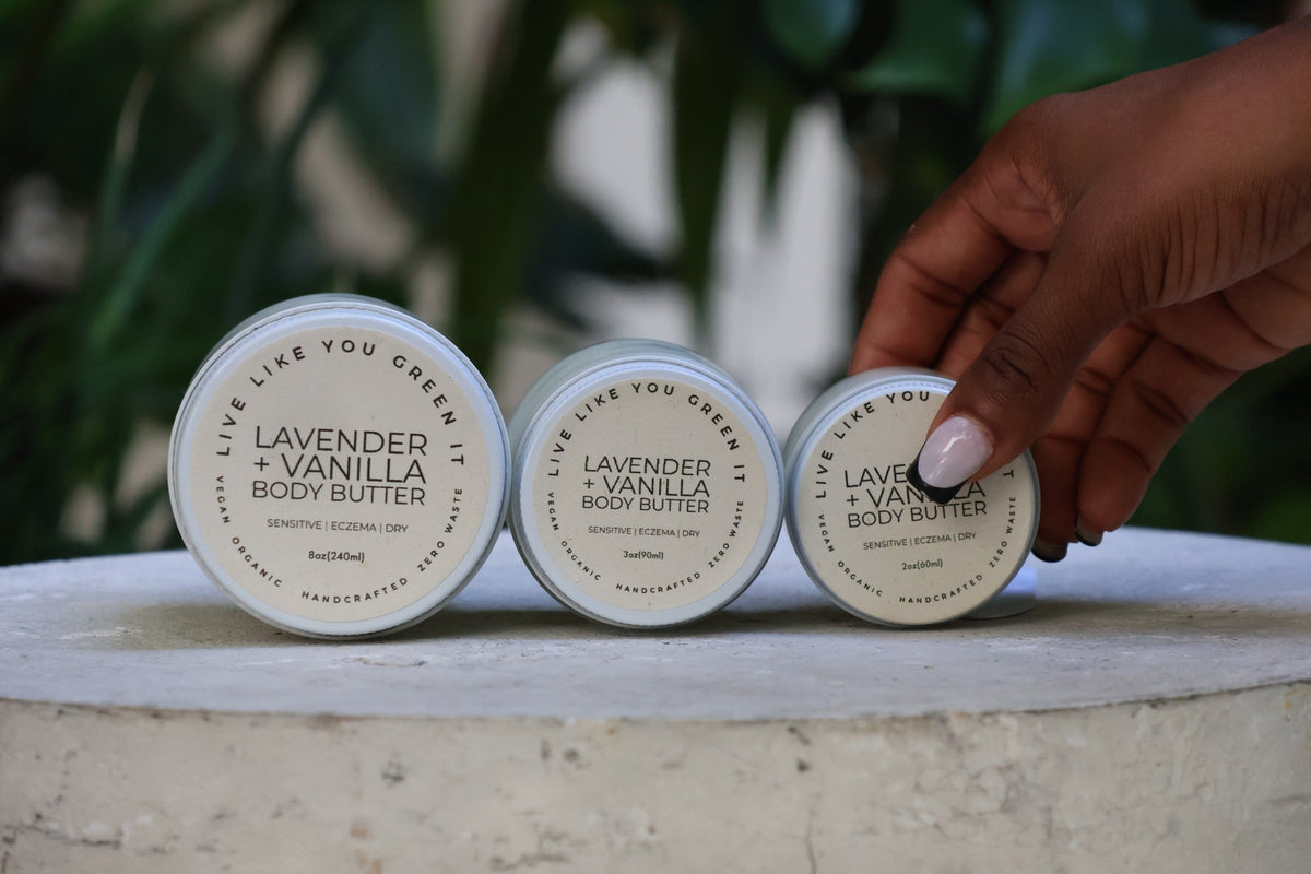 Lavender Body Butter - For Dry Skin, Vegan, Eczema Cream, Plastic Free, Organic, 2-8 oz.