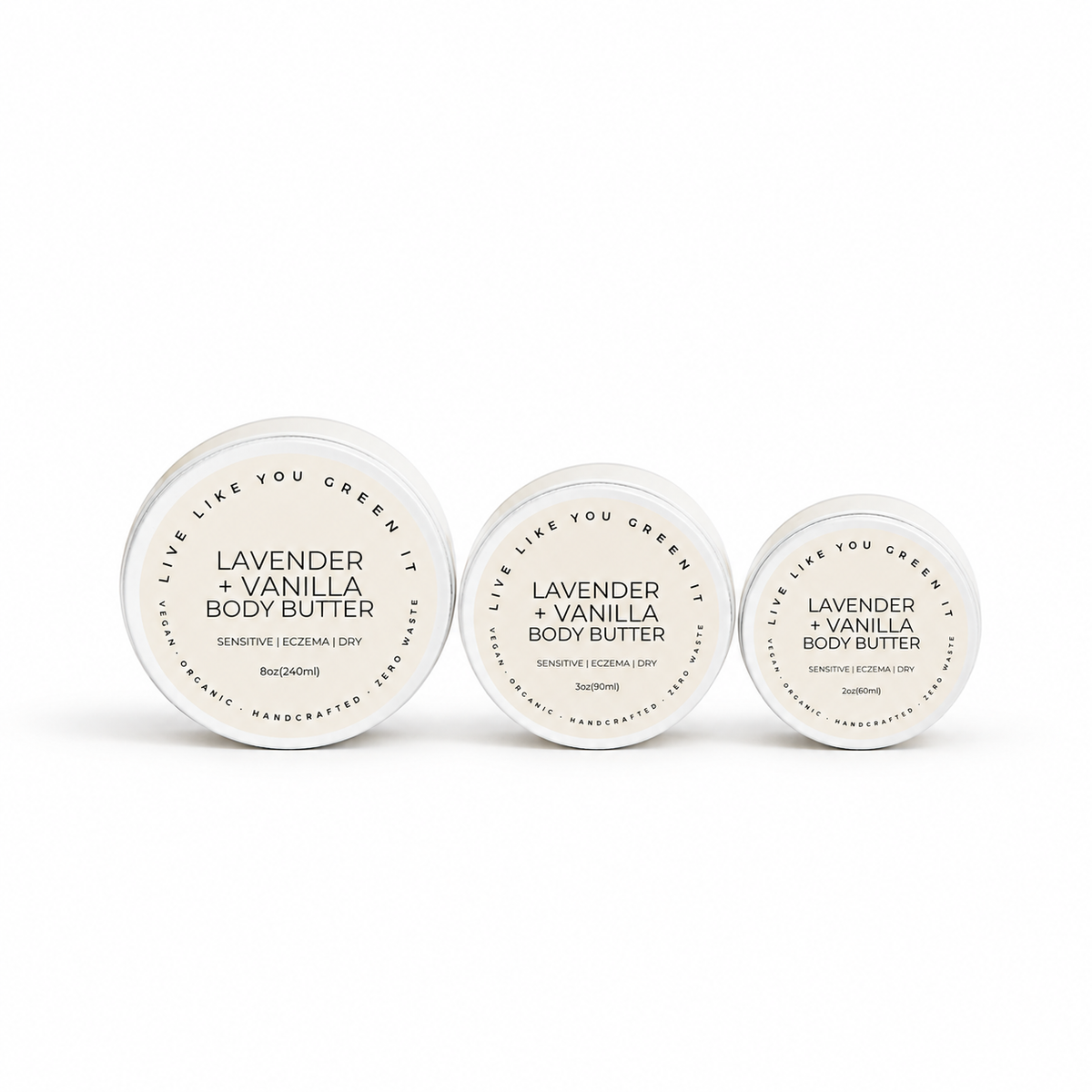 Lavender Body Butter - For Dry Skin, Vegan, Eczema Cream, Plastic Free, Organic, 2-8 oz.
