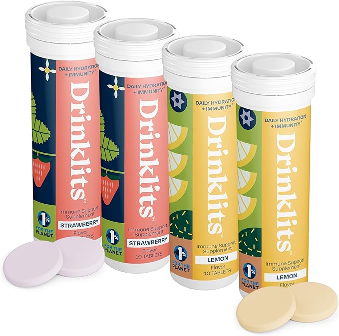 Strawberry & Lemon Daily Immune Support Tablets (4) Tube Bundle